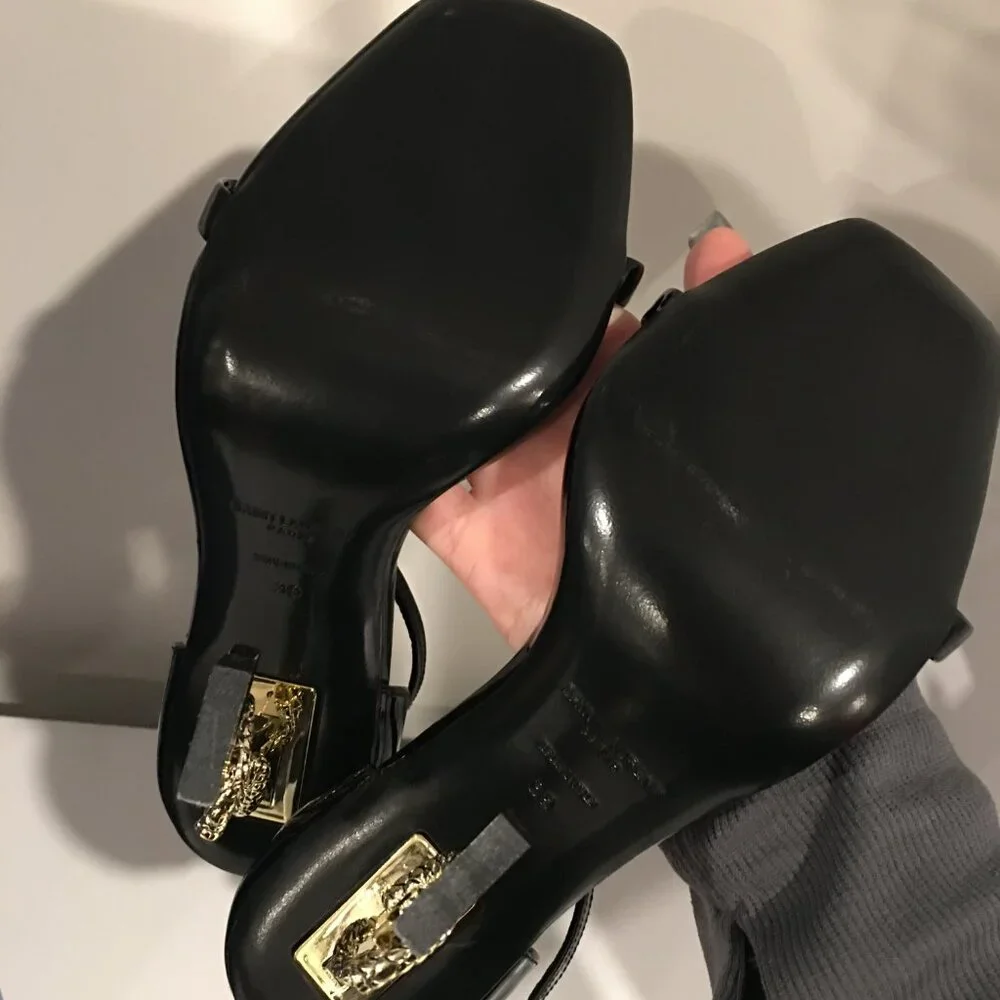 Saint Laurent YSL Snake Opyum Heels with Gold Logo - Picture 3 of 3